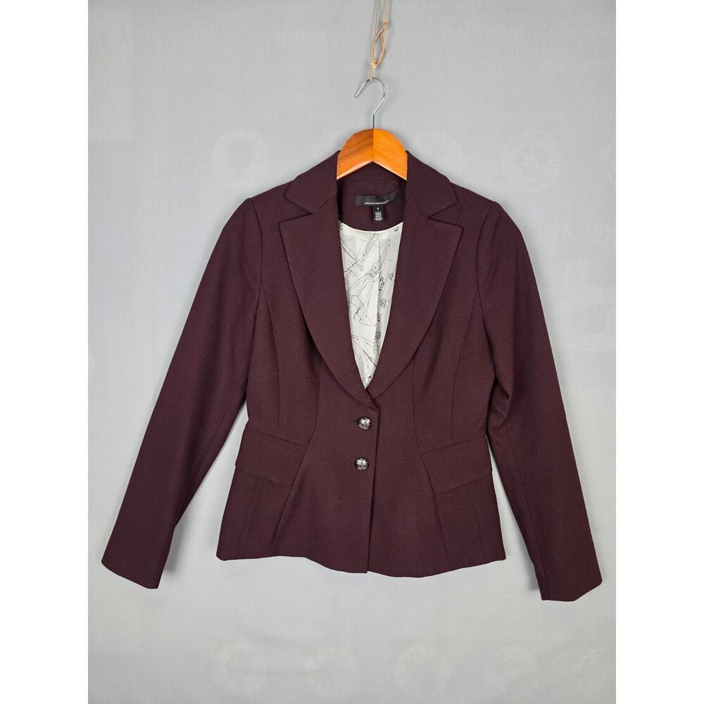 White House Black Market Signature Blazer Size 2 Eggplant Office Coat Jacket